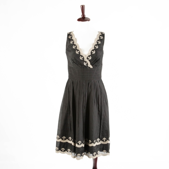 Empire Dress Black White Gold